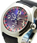 Bubble Roulette Casino in Steel on Black Leather Strap with Casino Dial