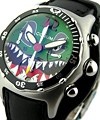 Bubble Dive Bomber Sharks Head Chronograph in Steel on Black Calfskin Leather Strap with Green Dial