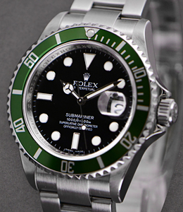 Submariner Kermit with Green Bezel - Engraved Rehaut  on Oyster Bracelet with Black Dial -  ( NOT Flat 4)