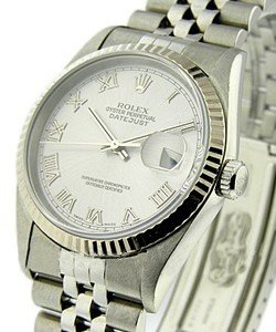 Men's Datejust 36mm with White Gold Fluted Bezel on Jubilee Bracelet with Rhodium Roman Dial 