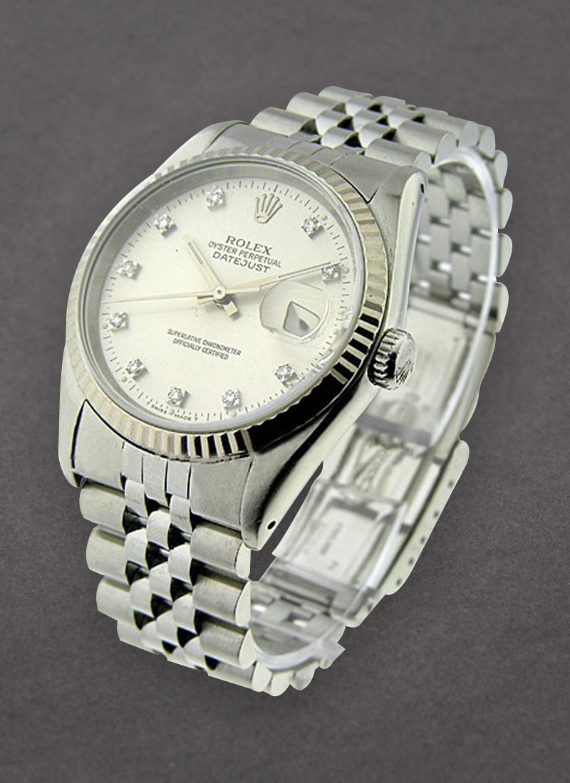 Pre-Owned Rolex Men's Datejust 36mm in Steel with White Gold Fluted Bezel 