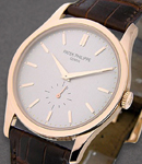 Calatrava 5196R in Rose Gold on Brown Alligator Leather Strap with Silver Dial