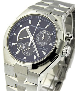 Overseas Dual Time and Power Reserve in Steel on Steel Bracelet with Black Dial