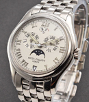 Annual Calendar 5036G with Moon in White Gold on White Gold Bracelet with White Dial