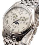 Annual Calendar 5036G with Moon in White Gold on White Gold Bracelet with White Dial