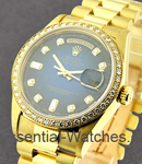 President - 36mm - Yellow Gold - Diamond Bezel on President Bracelet with Blue Diamond Dial