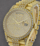 President - 36mm - Yellow Gold - Diamond Bezel on President Diamond Bracelet - Pave Diamond Dial