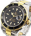Submariner 2-Tone in Steel with Yellow Gold Black Bezel No Hole case on Oyster Bracelet with Steel Buckle and Black Dial