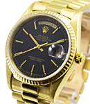 Day-Date 36mm in Yellow Gold with Fluted Bezel on Bracelet with Black Stick Dial