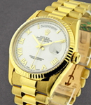 Day-Date 36mm President in Yellow Gold with Fluted Bezel on President Bracelet with Ivory Roman Dial