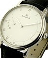 Leman Ultra Slim Power Reserve 40mm Automatic in White Gold on Black Crocodile Leather Strap with Silver Roman Dial