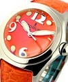 Bubble Large Size in Steel on Orange Leather Strap with Orange Dial