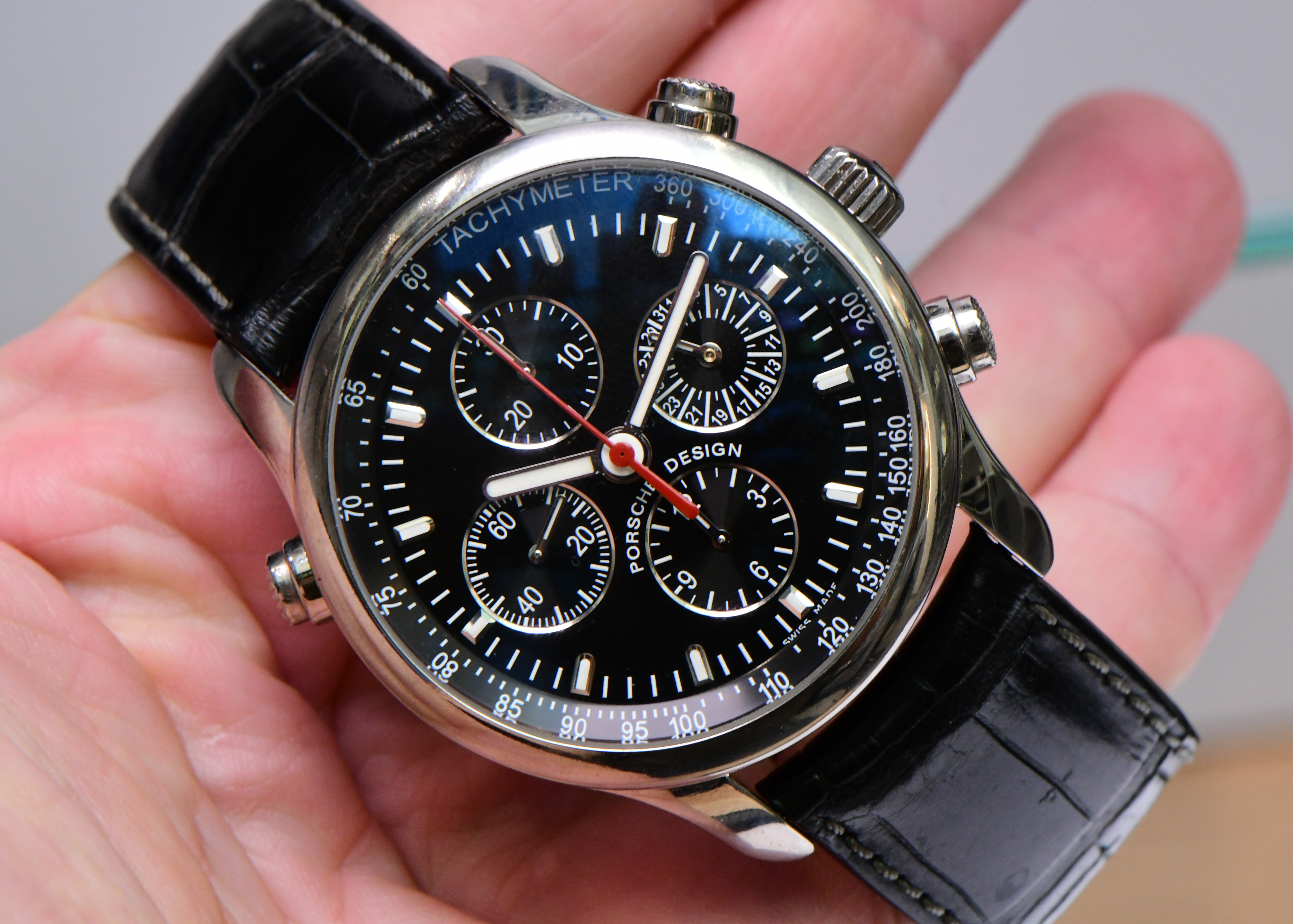 Porsche Design PTR Titan Rattrapante Titanium on Strap with Black Dial