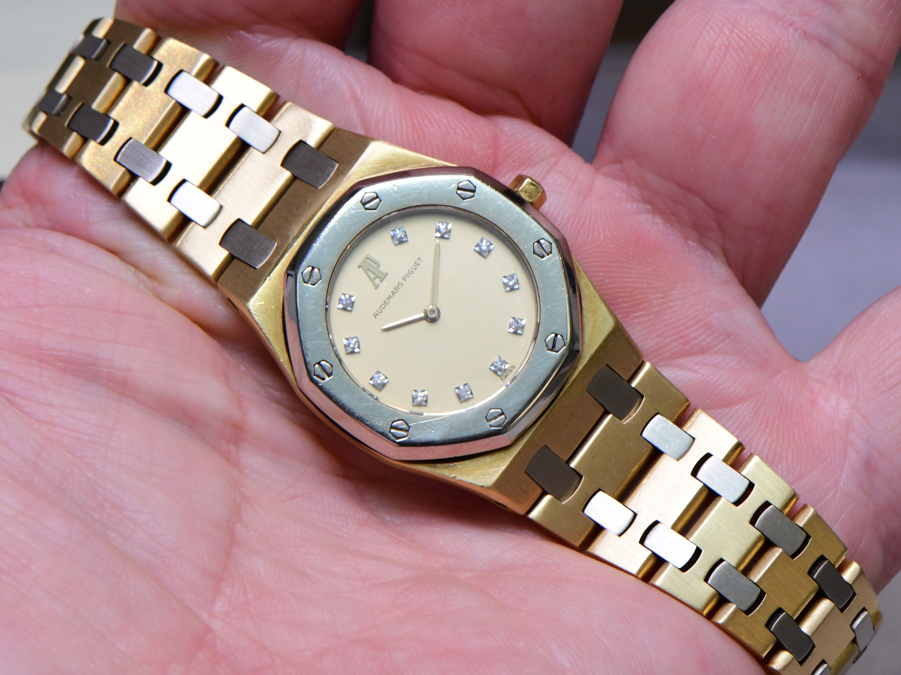 Audemars Piguet Royal Oak 18kt Yellow Gold Mini Yellow Gold with White Gold Bezel