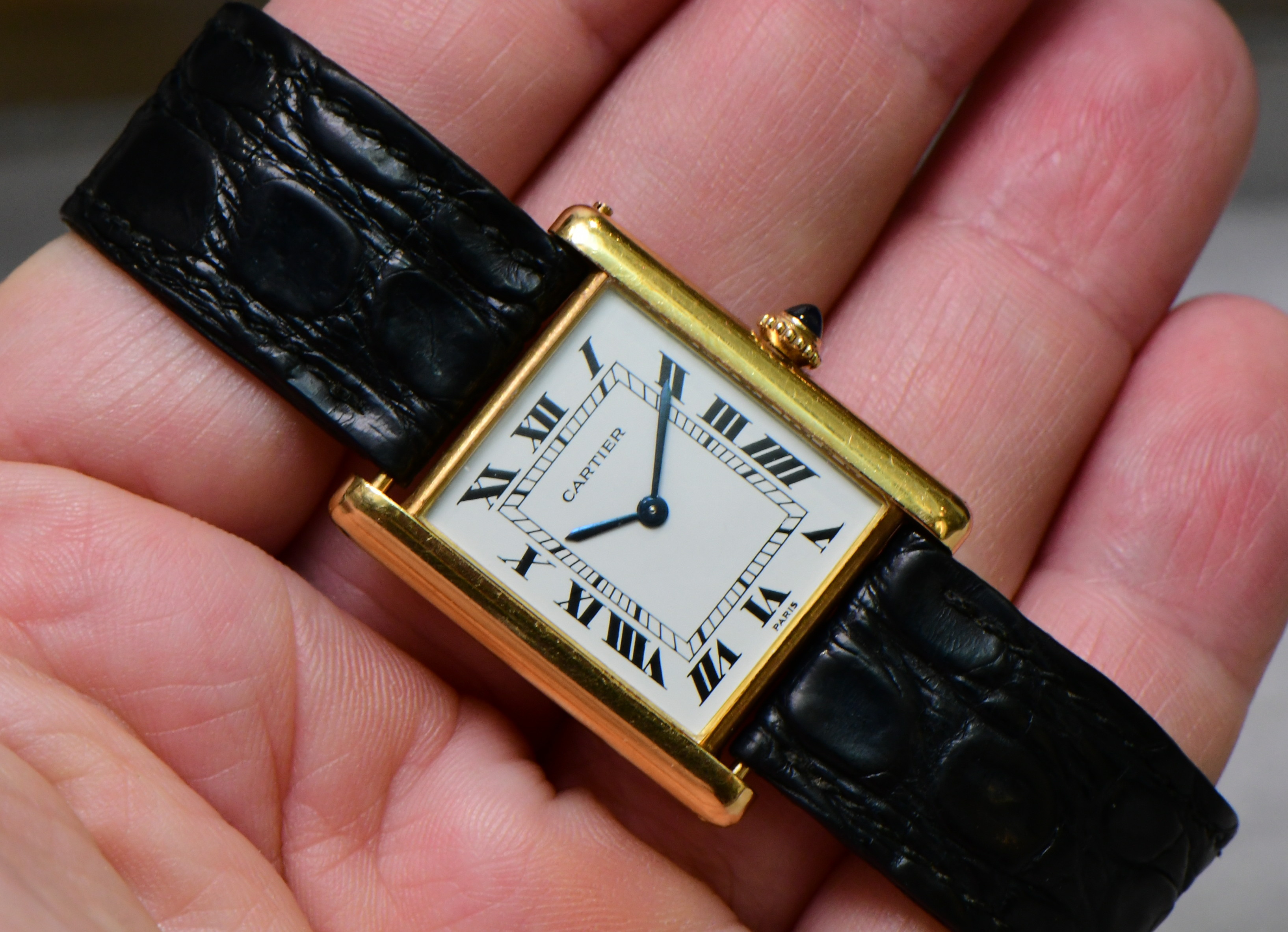 Cartier 1970s Louis Tank Paris Dial Mechanical  Amazing Condition - Extra Thin Ref 96019