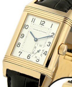 Grande Reverso Grand Reverse in Rose Gold  On Black Leather Strap with Silver Dial  