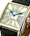 Lady's White Gold Golden Square Silver Dial on Strap