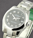 Mid Size Datejust 31mm in Steel with Domed Bezel on Steel Oyster Bracelet with Black Roman Dial