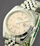 Datejust in Steel with Fluted Bezel on Steel Jubilee Bracelet with Pink Stick Dial