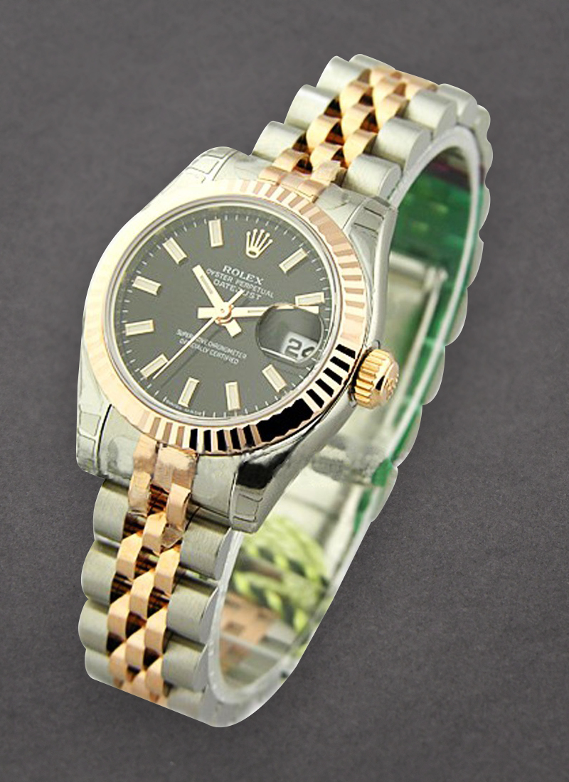 Rolex Unworn Ladies 26mm Datejust in Steel with Rose Gold Fluted Bezel