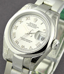 Datejust Ladies 26mm in Steel with Domed Bezel on Oyster Bracelet with Silver Roman Dial