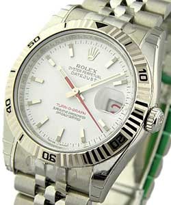Datejust in Steel with Turn-O-Graph Bezel on Steel Jubilee Bracelet with  White Stick Dial