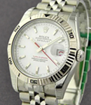 Datejust in Steel with Turn-O-Graph Bezel on Steel Jubilee Bracelet with  White Stick Dial