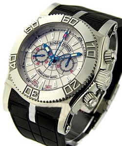 Easy Diver Chronograph with Silver Dial Steel with White Gold Bezel on Rubber Strap