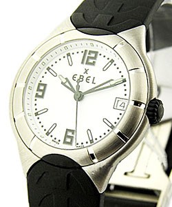 Type-E in Steel on Black Rubber Strap with White Dial