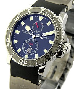 Maxi Marine Diver Chronometer in Steel on Black Rubber Strap with Black Dial