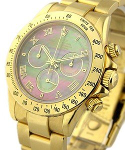 Daytona Chronograph in Yellow Gold on Oyster Bracelet with Black MOP Roman Dial