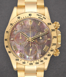 Daytona Chronograph in Yellow Gold on Oyster Bracelet with Black MOP Roman Dial