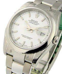 Datejust 36mm in Steel with Domed Bezel on Steel Oyster Bracelet with White Stick Dial