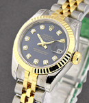 Datejust Lady's in Steel with Yellow Gold Fluted Bezel on Yellow Gold and Steel Jubilee Bracelet with  Blue Diamond Dial