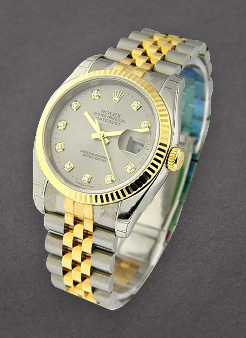 Rolex Unworn Datejust 36mm in Steel with Yellow Gold Fluted Bezel