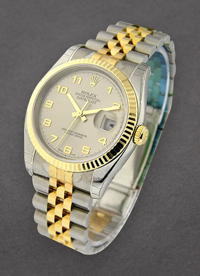 Rolex Unworn Datejust 36mm in Steel with Yellow Gold Fluted Bezel