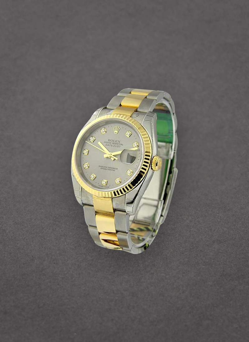 Rolex Unworn Datejust 36mm in Steel with Yellow Gold Fluted Bezel