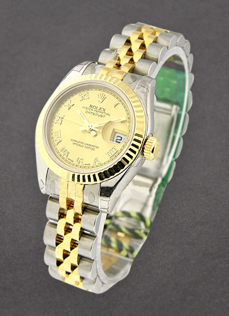 Rolex Unworn Ladies 26mm Datejust in Steel with Yellow Gold Fluted Bezel