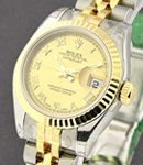 Ladies 26mm Datejust in Steel with Yellow Gold Fluted Bezel on  Jubilee Bracelet with Champagne Roman Dial
