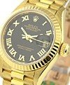 President in Yellow Gold with Fluted Bezel on Yellow Gold President Bracelet with Black Roman Dial