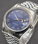 Men's Datejust 36mm with White Gold Fluted Bezel on Jubilee Bracelet with Blue Roman Dial