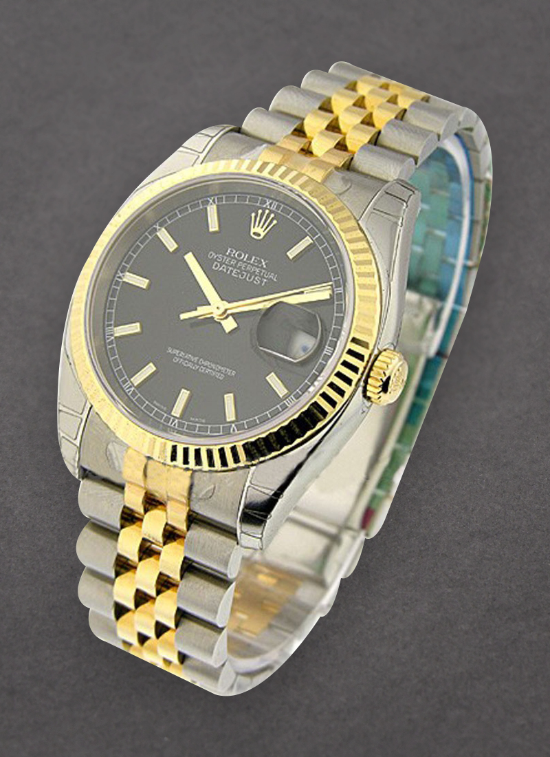 Rolex Unworn Datejust 2-Tone 36mm in Steel with Yellow Gold Fluted Bezel