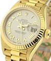President in Yellow Gold with Fluted Bezel on Yellow Gold President Bracelet with Rhodium Roman Dial