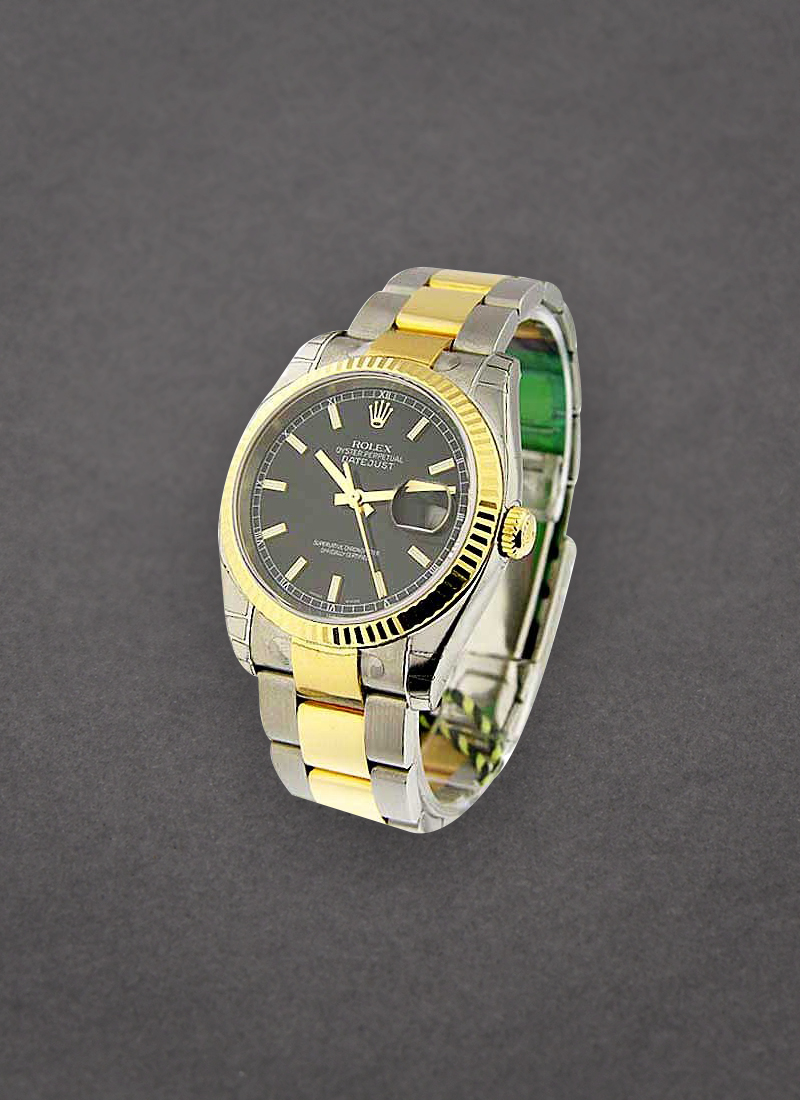 Rolex Unworn Datejust 36mm in Steel with Yellow Gold Fluted Bezel