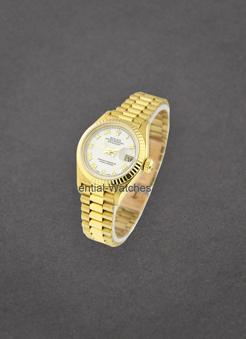 Pre-Owned Rolex Ladies President in Yellow Gold with Fluted Bezel