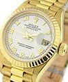 Ladies President in Yellow Gold with Fluted Bezel on Yellow Gold President Bracelet with White Roman Dial