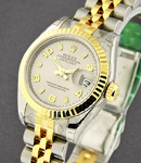26mm Lady's Datejust in Steel with Yellow Gold Fluted Bezel on Steel and Yellow Gold Jubilee Bracelet with Rhodium Arabic Dial