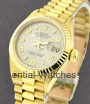 President in Yellow Gold with Fluted Bezel on Yellow Gold President Bracelet with Rhodium Arabic Dial