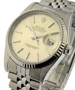 Men's Datejust 36mm with White Gold Fluted Bezel on Jubilee Bracelet with Silver Stick Dial