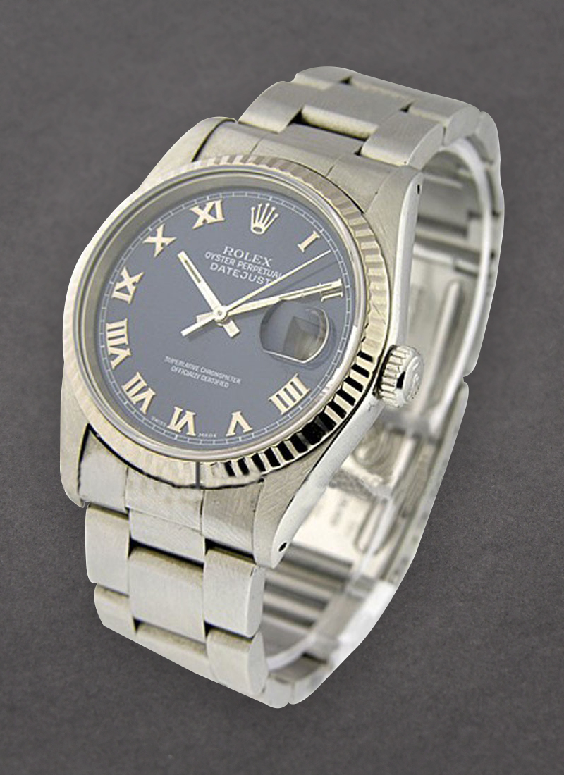 Pre-Owned Rolex Datejust 36mm in Steel with White Gold Fluted Bezel